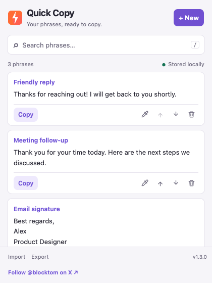 Quick Copy for Safari product preview